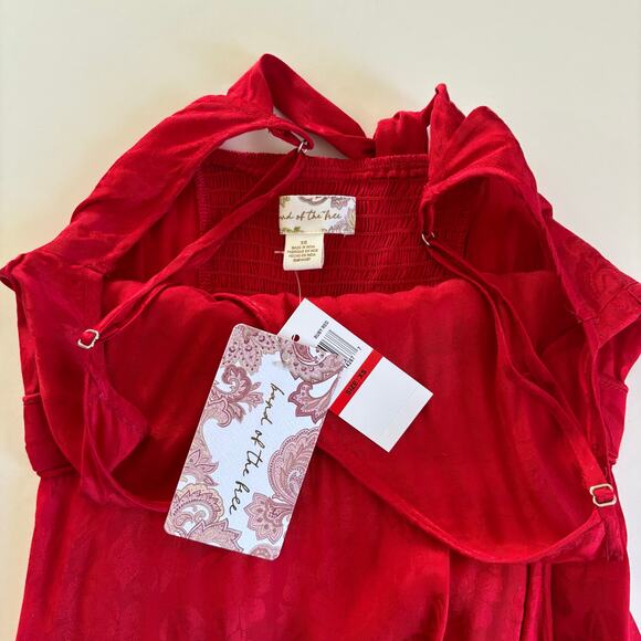 Band of the Free Anina Ruby Red Wrap Style Midi Cocktail Dress Women’s Size XS - Picture 4 of 9